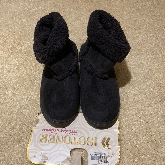Isotoner black boot style Slippers